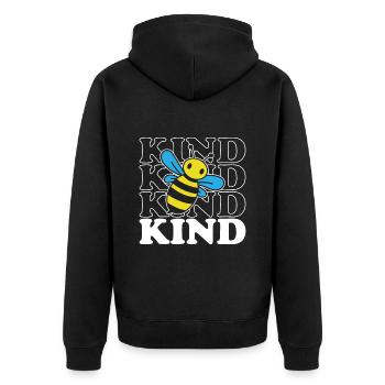 Bee Kind - Unisex Premium Bio Zip Hoodie - Schwarz - Hinten - Nico (187cm)