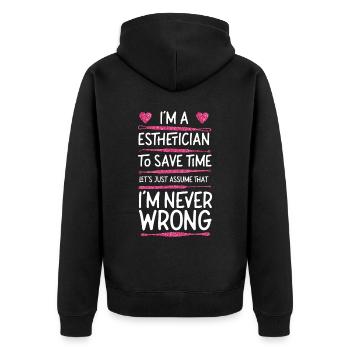 Cute Licensed Esthetician Skincare - Unisex Premium Bio Zip Hoodie - Schwarz - Hinten - Nico (187cm)