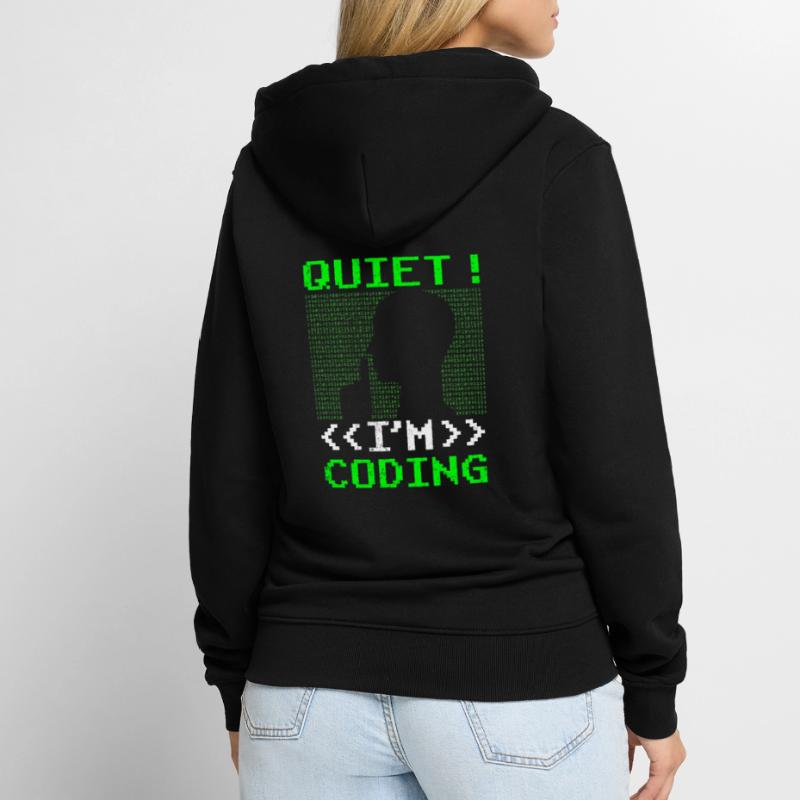 Leise Ich Programmiere Coding Coder Programmieren Unisex Premium Bio Zip Hoodie