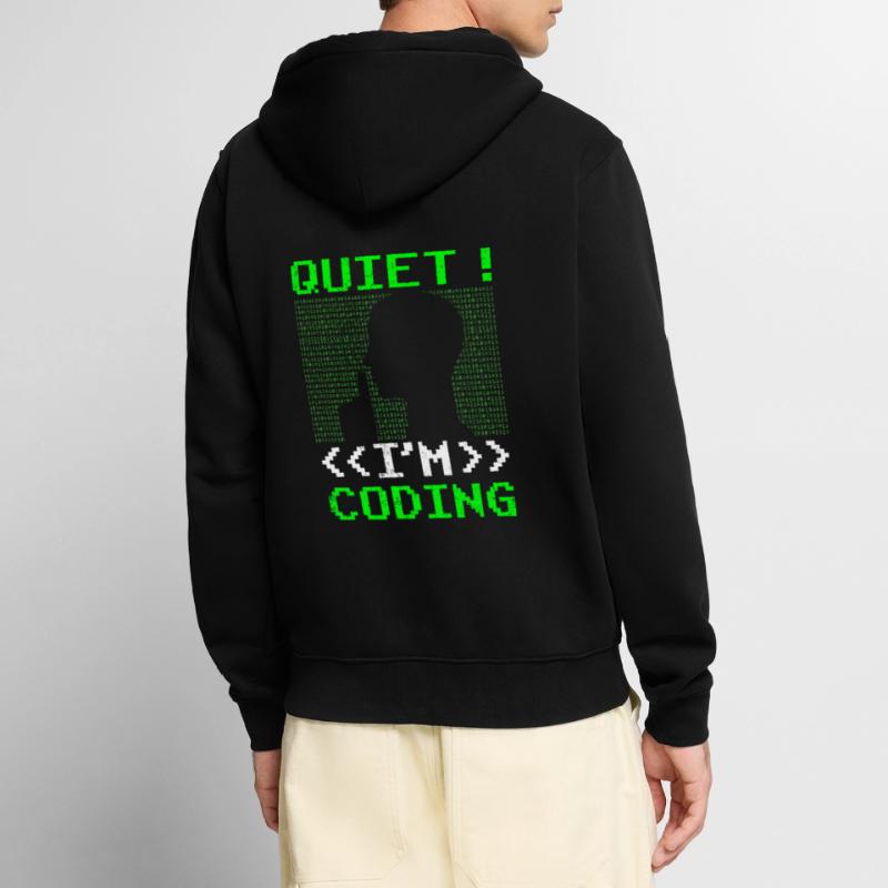Leise Ich Programmiere Coding Coder Programmieren Unisex Premium Bio Zip Hoodie