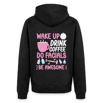Cute Esthetician Skincare - Unisex Premium Organic Zip Hoodie - black - Back - Nico (187cm)