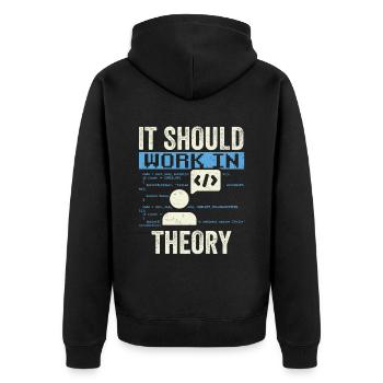 In theory, it should work code coding - Unisex Premium Organic Zip Hoodie - black - Back - Nico (187cm)