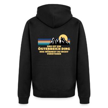 Österreich Spruch Österreicher - Unisex Premium Bio Zip Hoodie - Schwarz - Hinten - Nico (187cm)
