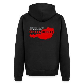 Österreich Urlaub Spruch Österreicher - Unisex Premium Bio Zip Hoodie - Schwarz - Hinten - Nico (187cm)