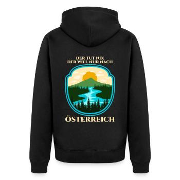 Österreich Wanderung - Unisex Premium Bio Zip Hoodie - Schwarz - Hinten - Nico (187cm)