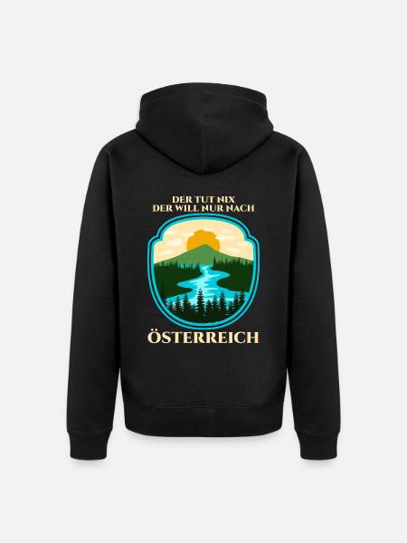 Österreich Wanderung - Unisex Premium Bio Zip Hoodie - Schwarz