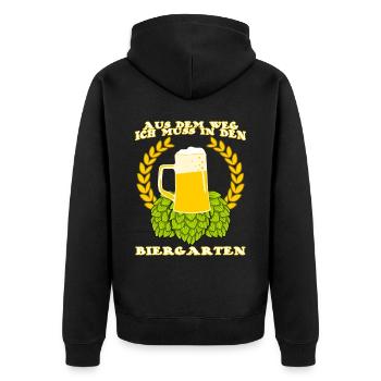 Biergarten Bier Bierkrug Bierfest - Unisex Premium Bio Zip Hoodie - Schwarz - Hinten - Nico (187cm)