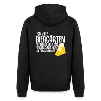 Der schönste Biergarten - Unisex Premium Bio Zip Hoodie - Schwarz - Hinten - Nico (187cm)