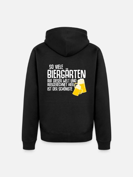 Der schönste Biergarten - Unisex Premium Bio Zip Hoodie - Schwarz