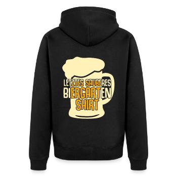 Biergarten - Unisex Premium Bio Zip Hoodie - Schwarz - Hinten - Nico (187cm)