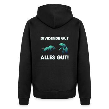 Dividende Gut Alles Gut - Unisex Premium Bio Zip Hoodie - Schwarz - Hinten - Nico (187cm)