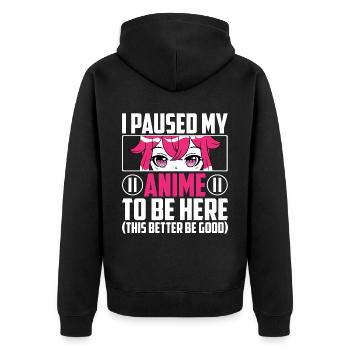Mis en pause mon anime otaku anime cadeau - Veste à capuche bio Premium Unisexe - noir - Dos - Nico (187cm)