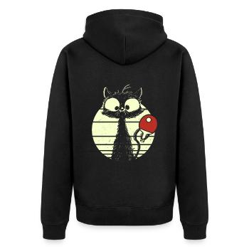 Chat joueur de tennis de table - Veste à capuche bio Premium Unisexe - noir - Dos - Nico (187cm)