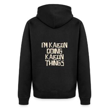 Je suis Kaison en train de faire des choses Kaison - Veste à capuche bio Premium Unisexe - noir - Dos - Nico (187cm)