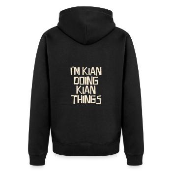 I'm Kian doing Kian things - Unisex Premium Bio Zip Hoodie - Schwarz - Hinten - Nico (187cm)