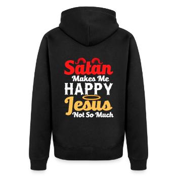 Funny Satanism - Unisex Premium Organic Zip Hoodie - black - Back - Nico (187cm)