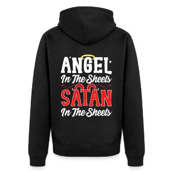 Funny Satanism - Unisex Premium Organic Zip Hoodie - black - Back - Nico (187cm)