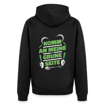 Hobbygärtner Garten Sichel - Unisex Premium Bio Zip Hoodie - Schwarz - Hinten - Nico (187cm)