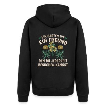 Hobbygärtner Garten - Unisex Premium Bio Zip Hoodie - Schwarz - Hinten - Nico (187cm)