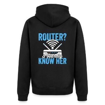 Network Technician Router Administrator Engineering - Unisex Premium Organic Zip Hoodie - black - Back - Nico (187cm)