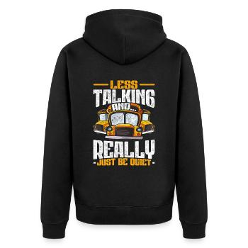 Schulbusfahrer Busfahrer Busbegleiter - Unisex Premium Bio Zip Hoodie - Schwarz - Hinten - Nico (187cm)