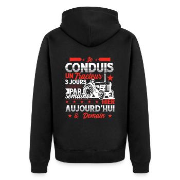 Conducteur Tracteur - Veste à capuche bio Premium Unisexe - noir - Dos - Nico (187cm)