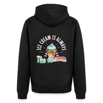 Ice cream is always the answer - Unisex Premium Bio Zip Hoodie - Schwarz - Hinten - Nico (187cm)