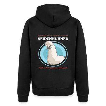 Seidenhuhn Silkie Hühner Seidenhühner Geschenk - Unisex Premium Bio Zip Hoodie - Schwarz - Hinten - Nico (187cm)