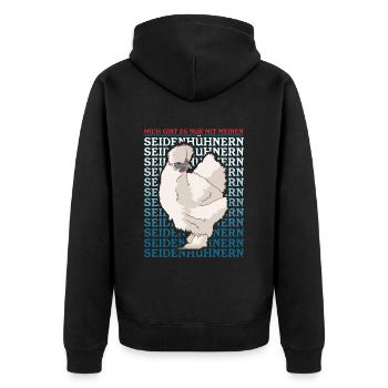 Seidenhuhn Seidenhühner Silkie Hühner Geschenk - Unisex Premium Bio Zip Hoodie - Schwarz - Hinten - Nico (187cm)