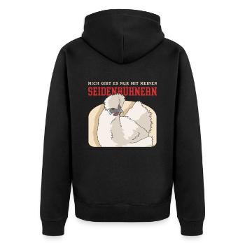 Seidenhuhn | Seidenhühner Silkie Hühner Geschenk - Unisex Premium Bio Zip Hoodie - Schwarz - Hinten - Nico (187cm)