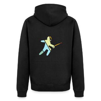 Fechten Retro - Unisex Premium Bio Zip Hoodie - Schwarz - Hinten - Nico (187cm)
