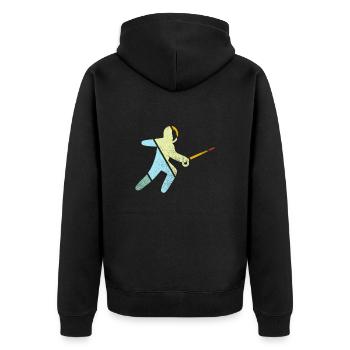 Fechten Retro - Unisex Premium Bio Zip Hoodie - Schwarz - Hinten - Nico (187cm)