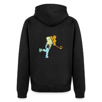 Eishockey Retro - Unisex Premium Bio Zip Hoodie - Schwarz - Hinten - Nico (187cm)