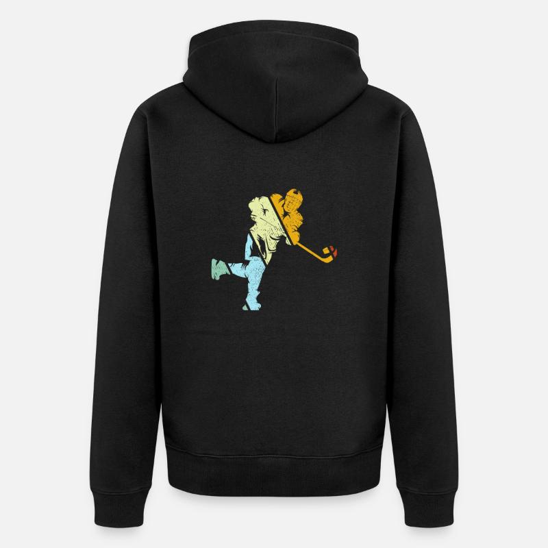 Hockey sur glace Rétro - Veste à capuche bio Premium Unisexe - noir