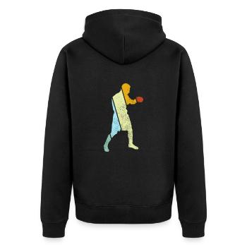 Boxen Retro - Unisex Premium Bio Zip Hoodie - Schwarz - Hinten - Nico (187cm)