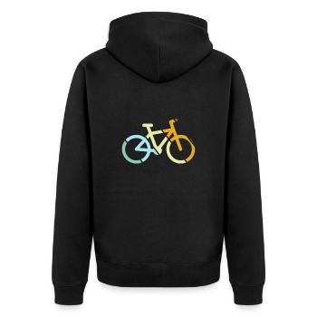 Fahrrad Retro - Unisex Premium Bio Zip Hoodie - Schwarz - Hinten - Nico (187cm)