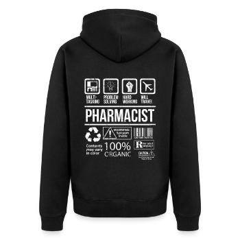 Pharmacist - Unisex Premium Organic Zip Hoodie - black - Back - Nico (187cm)