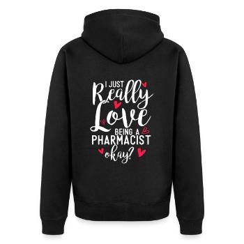 Pharmacist - Unisex Premium Organic Zip Hoodie - black - Back - Nico (187cm)