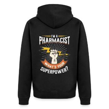 Pharmacist - Unisex Premium Organic Zip Hoodie - black - Back - Nico (187cm)