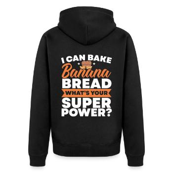 Banana Bread Baker Bakery Baking Chef Cook Food - Unisex Premium Organic Zip Hoodie - black - Back - Nico (187cm)