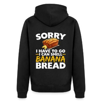 Banana Bread Baker Bakery Baking Chef Cook Food - Unisex Premium Organic Zip Hoodie - black - Back - Nico (187cm)