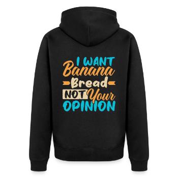 Banana Bread Baker Bakery Baking Chef Cook Food - Unisex Premium Organic Zip Hoodie - black - Back - Nico (187cm)