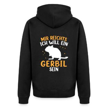 Will eine Rennmaus sein Nagetier Gerbil - Unisex Premium Bio Zip Hoodie - Schwarz - Hinten - Nico (187cm)
