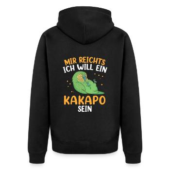 Will Kakapo sein flugunfähiger Papagei Kakapo - Unisex Premium Bio Zip Hoodie - Schwarz - Hinten - Nico (187cm)