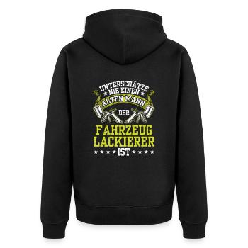 Alter Mann der Fahrzeuglackierer ist Lackierer - Unisex Premium Bio Zip Hoodie - Schwarz - Hinten - Nico (187cm)