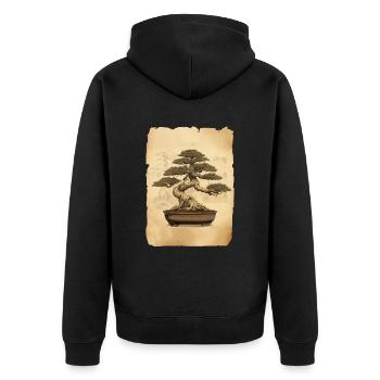 bonsai Japanese Art - Unisex Premium Bio Zip Hoodie - Schwarz - Hinten - Nico (187cm)