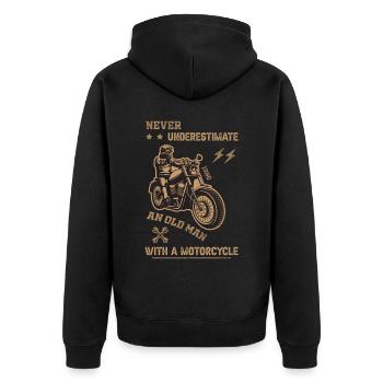 Never underestimate an old man - motorcycle - Unisex Premium Organic Zip Hoodie - black - Back - Nico (187cm)