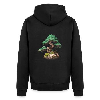 bonsai Japanese Art - Unisex Premium Bio Zip Hoodie - Schwarz - Hinten - Nico (187cm)