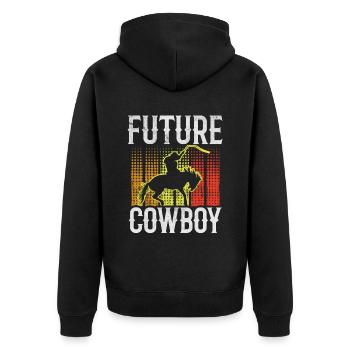 Zukünftiger Cowboy Sprüche Cowboys Texas Süß - Unisex Premium Bio Zip Hoodie - Schwarz - Hinten - Nico (187cm)
