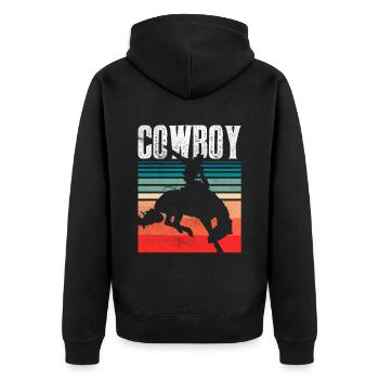 Cowboy Sprüche Süß Cowboys Texas - Unisex Premium Bio Zip Hoodie - Schwarz - Hinten - Nico (187cm)